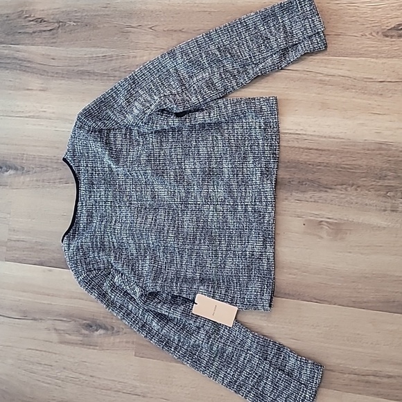 NWT Halogen Nordstrom Stretch Crop Tweed Jacket Black Medium - Picture 9 of 9